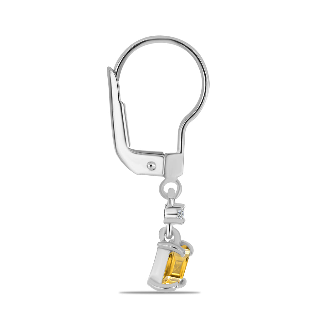 Conjunto de Plata con Citrino de los Montes Urales y Topacio Blanco ( Pendientes +Anillo +Colgante ) 5 