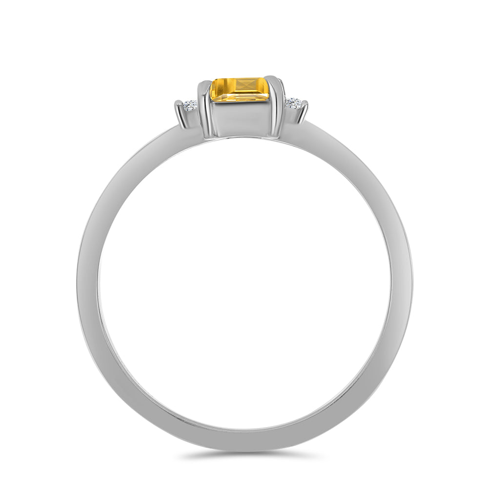 Conjunto de Plata con Citrino de los Montes Urales y Topacio Blanco ( Pendientes +Anillo +Colgante ) 6 