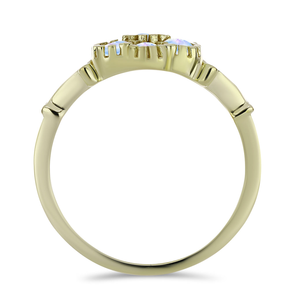Anillo de Plata Bañada en Oro con Piedra Lunar Arco Iris