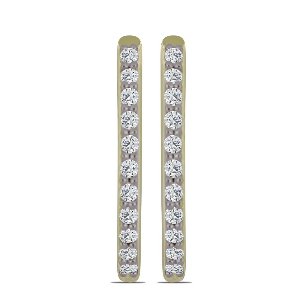 Pendientes de Plata Bañada en Oro con Diamante certificado y cultivado en laboratorio