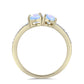 Anillo de Plata Bañada en Oro con Piedra Lunar Arco Iris y Topacio Blanco