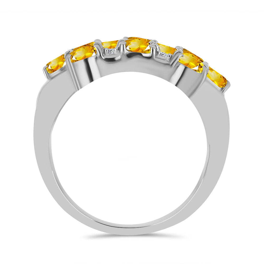 Anillo de Plata con Citrino de los Montes Urales y Topacio Blanco