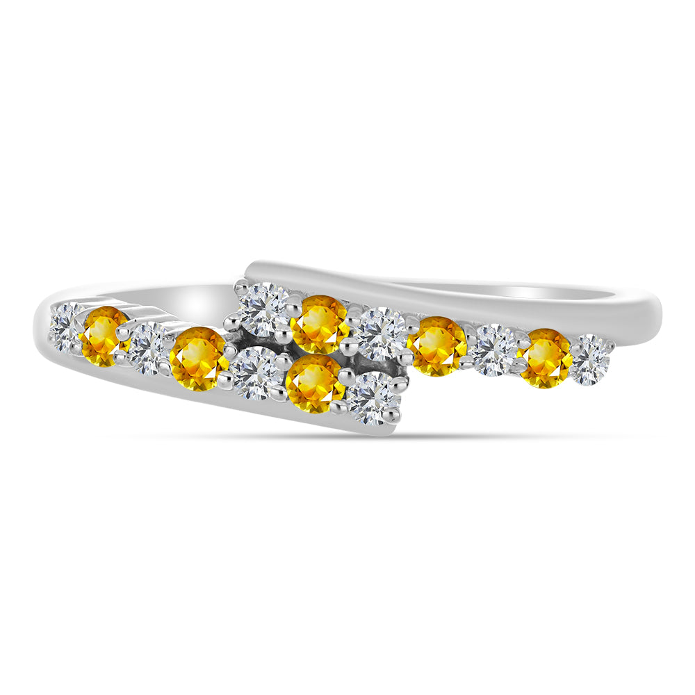 Anillo de Plata con Citrino de los Montes Urales y Topacio Blanco 2 