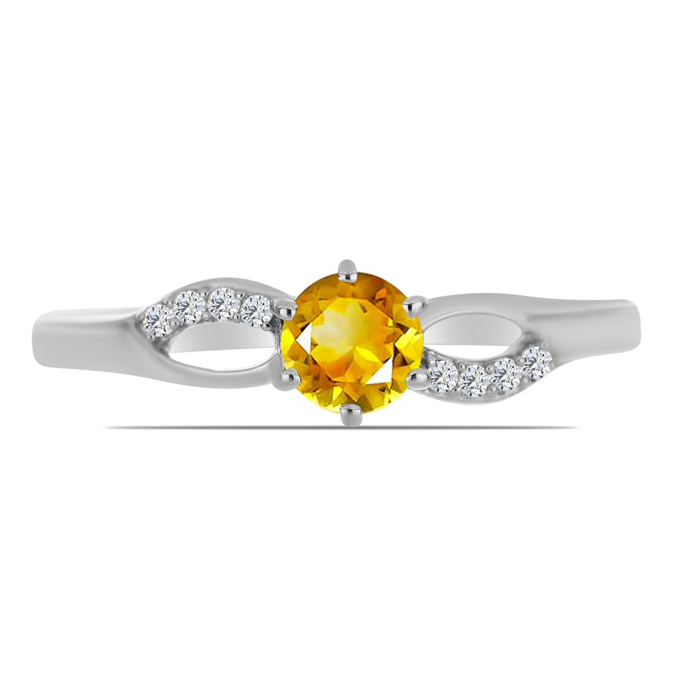 Anillo de Plata con Citrino de los Montes Urales y Topacio Blanco 1 