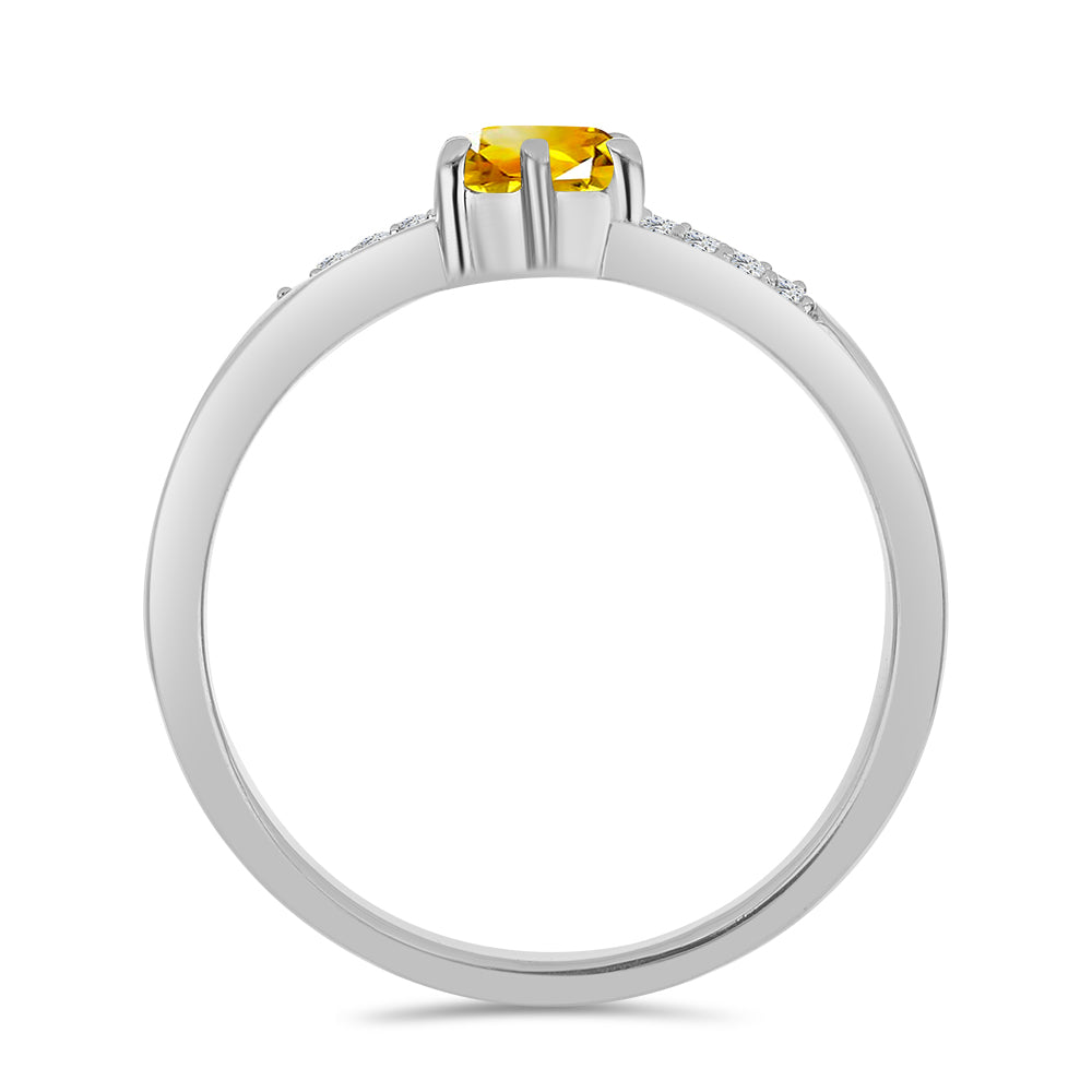 Anillo de Plata con Citrino de los Montes Urales y Topacio Blanco 2 