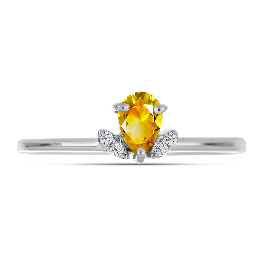 Anillo de Plata con Citrino de los Montes Urales y Topacio Blanco 1 