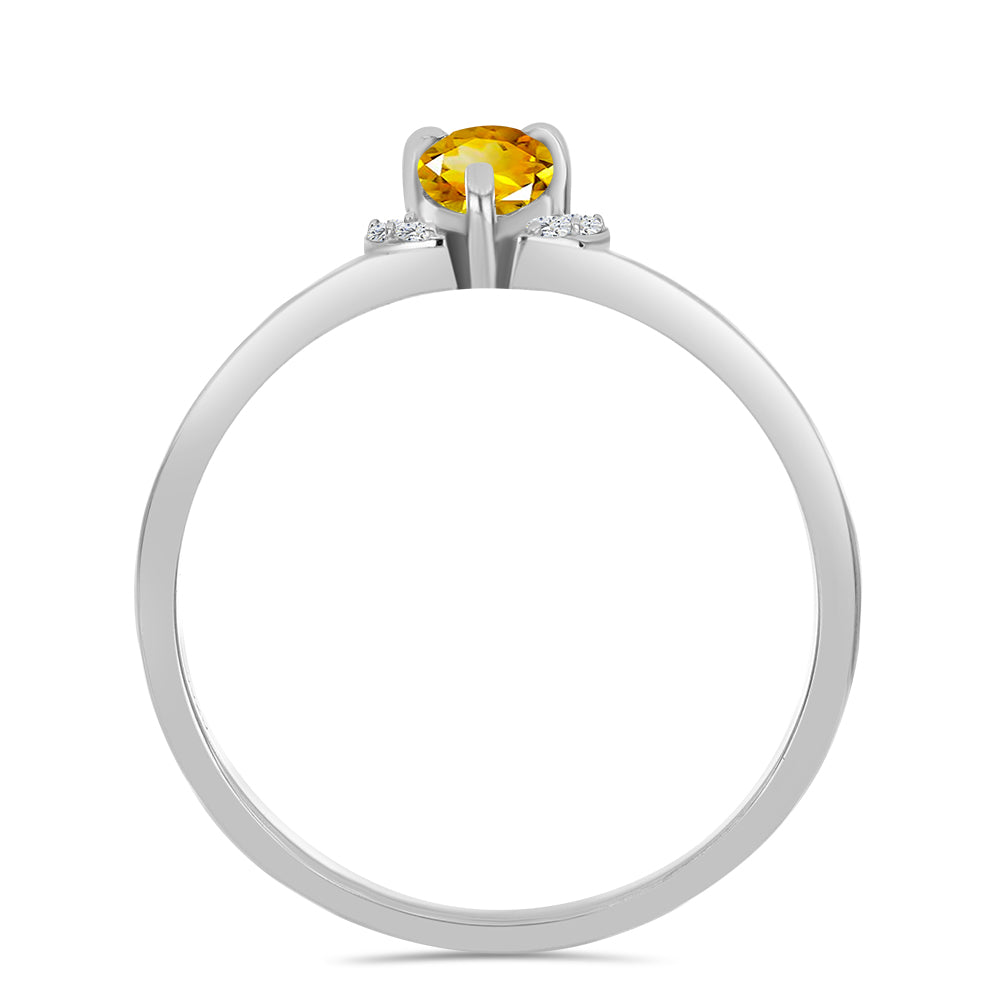 Anillo de Plata con Citrino de los Montes Urales y Topacio Blanco 2 