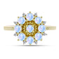 Anillo de Plata Bañada en Oro con Piedra Lunar Arco Iris y Topacio Blanco