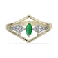 Anillo de Plata Bañada en Oro con Esmeralda de Zambia y Topacio Blanco