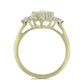 Anillo de Plata Bañada en Oro con Piedra Lunar Arco Iris y Topacio Blanco