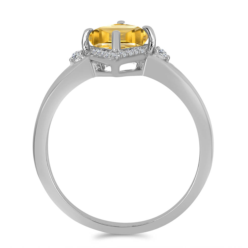 Anillo de Plata con Citrino de los Montes Urales y Topacio Blanco 2 