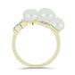 Anillo de Plata Bañada en Oro con Perla blanca de agua dulce y Topacio Blanco