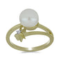 Anillo de Plata Bañada en Oro con Perla blanca de agua dulce y Topacio Blanco