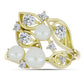 Anillo de Plata Bañada en Oro con Perla blanca de agua dulce y Topacio Blanco