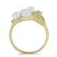 Anillo de Plata Bañada en Oro con Perla blanca de agua dulce y Topacio Blanco