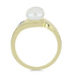 Anillo de Plata Bañada en Oro con Perla blanca de agua dulce y Topacio Blanco