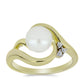 Anillo de Plata Bañada en Oro con Perla blanca de agua dulce y Topacio Blanco