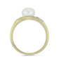 Anillo de Plata Bañada en Oro con Perla blanca de agua dulce y Topacio Blanco