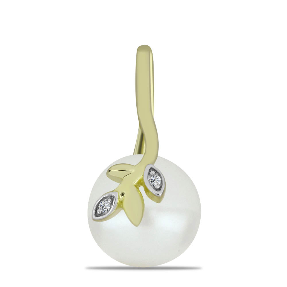 Colgante de Plata Bañada en Oro con Perla blanca de agua dulce y Topacio Blanco 1 