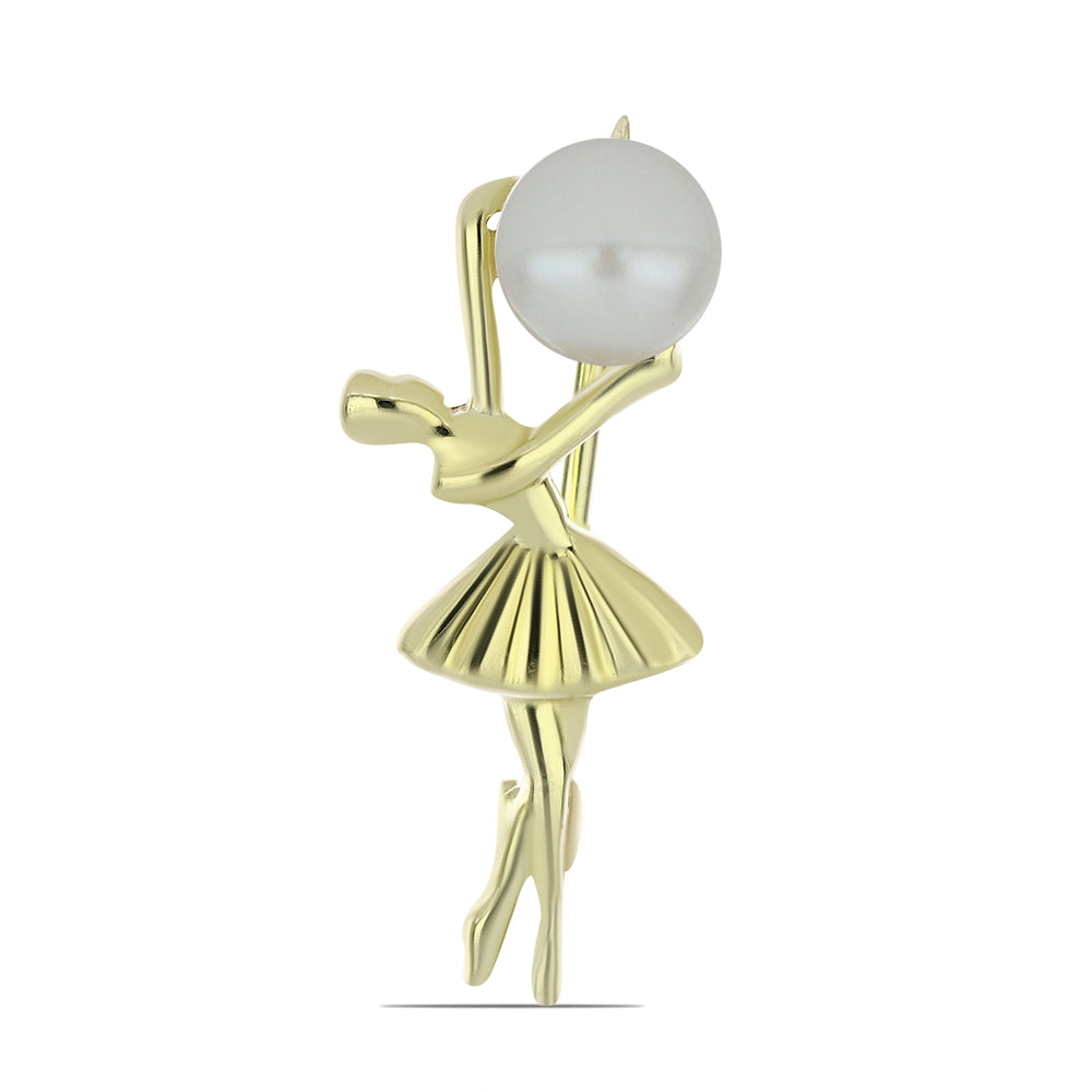 Broche de Plata Bañada en Oro con Perla blanca de agua dulce 1 