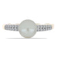 Anillo de Plata Bañada en Oro con Perla blanca de agua dulce y Topacio Blanco