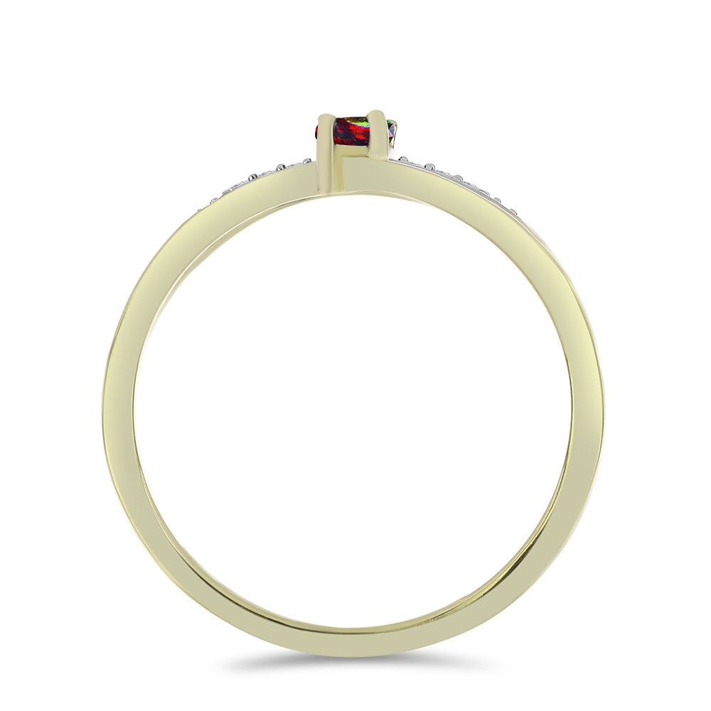Anillo de Plata Bañada en Oro con Ópalo negro medianoche Lega Dembi de Ëtiopía y Topacio Blanco 2 