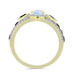 Anillo de Plata Bañada en Oro con Piedra Lunar Arco Iris y Espinela Negra