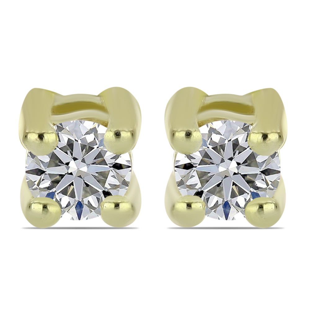 Pendientes de Plata Bañada en Oro con Diamante certificado y cultivado en laboratorio