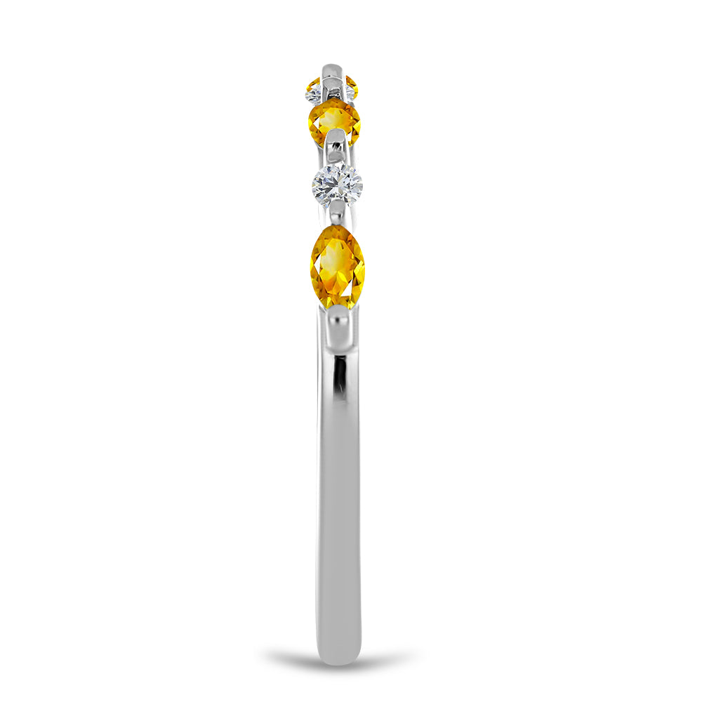 Anillo de Plata con Citrino de los Montes Urales y Topacio Blanco 4 