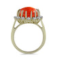Anillo de Plata Bañada en Oro con Coral de Esponja Roja y Topacio Blanco