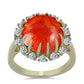 Anillo de Plata Bañada en Oro con Coral de Esponja Roja y Topacio Blanco