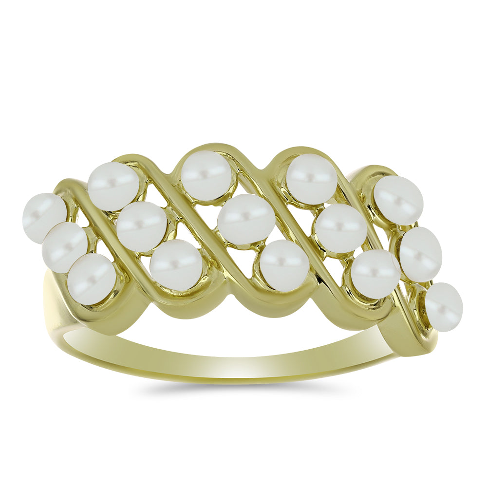 Anillo de Plata Bañada en Oro con Perla blanca de agua dulce 1 