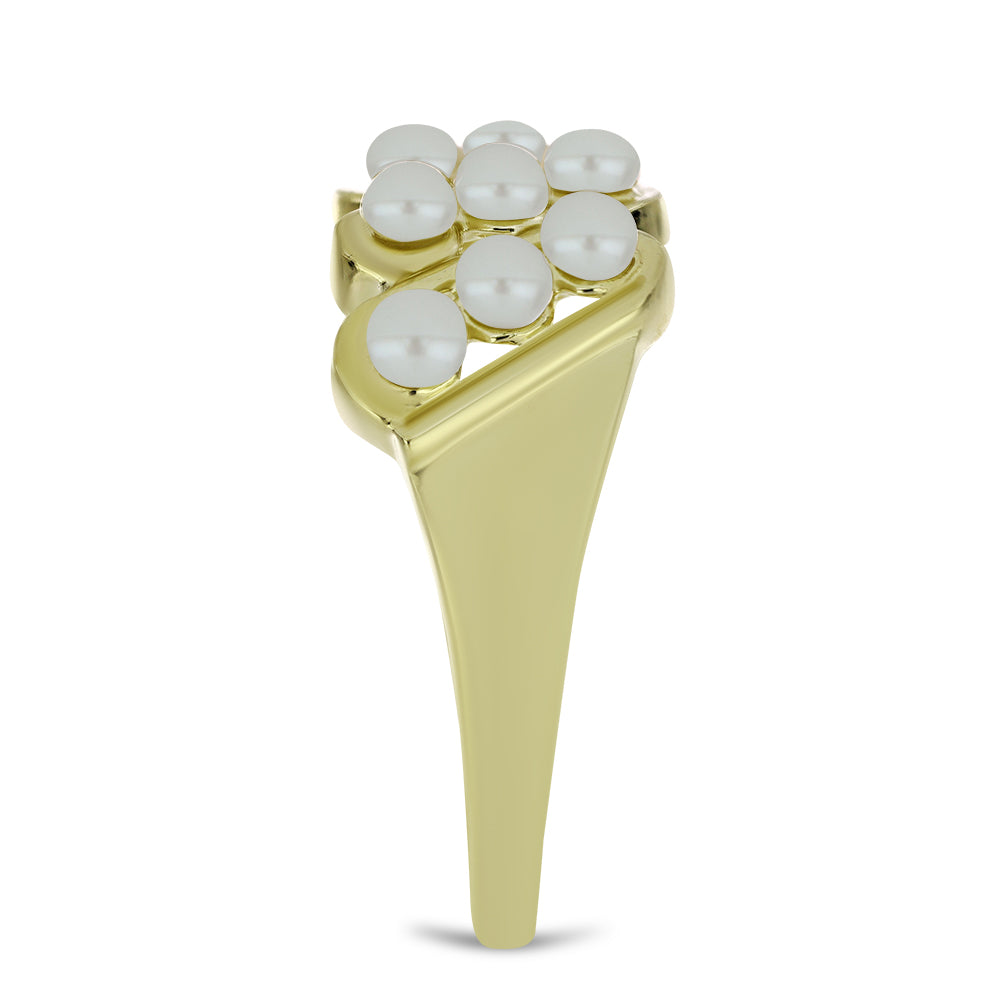 Anillo de Plata Bañada en Oro con Perla blanca de agua dulce 4 