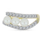 Anillo de Plata Bañada en Oro con Perla blanca de agua dulce y Topacio Blanco