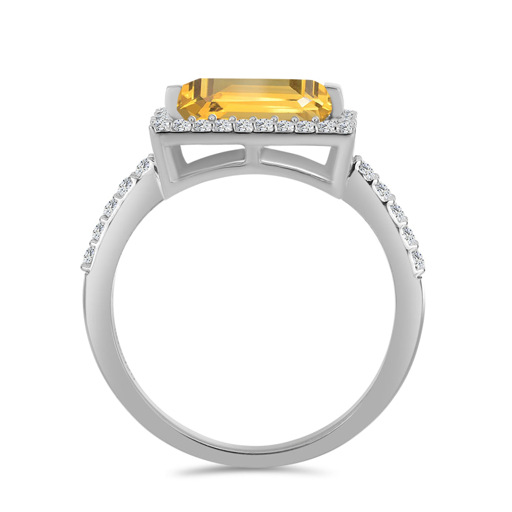 Anillo de Plata con Citrino de los Montes Urales y Topacio Blanco 2 