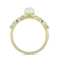 Anillo de Plata Bañada en Oro con Perla blanca de agua dulce y Topacio Blanco