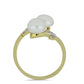 Anillo de Plata Bañada en Oro con Perla blanca de agua dulce y Topacio Blanco
