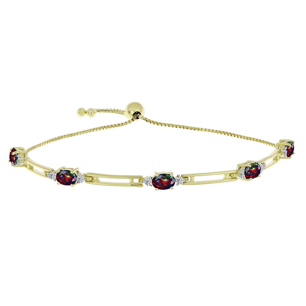 Pulsera de Plata Bañada en Oro con Ópalo negro medianoche Lega Dembi de Ëtiopía y Topacio Blanco 1 