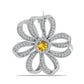 Broche de Plata con Citrino de los Montes Urales y Topacio Blanco