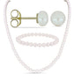 Conjunto Pepita con Perla blanca de agua dulce ( Pendientes +Pulsera +Anillo )