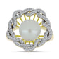 Anillo de Plata Bañada en Oro con Perla blanca de agua dulce y Topacio Blanco