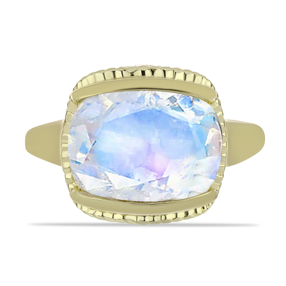 Anillo de Plata Bañada en Oro con Piedra Lunar Arco Iris 1 