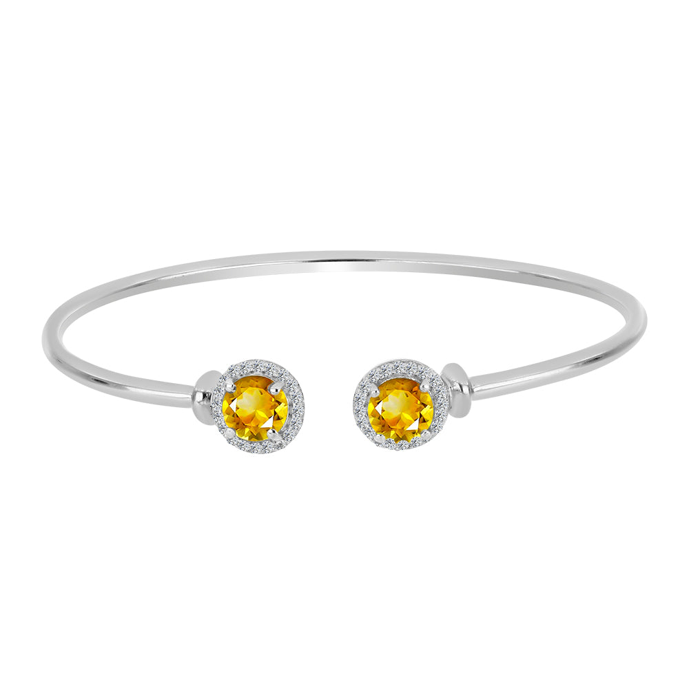 Brazalete de Plata con Citrino de los Montes Urales y Topacio Blanco