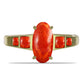 Anillo de Plata Bañada en Oro con Coral de Esponja Roja