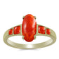 Anillo de Plata Bañada en Oro con Coral de Esponja Roja