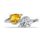 Anillo de Plata con Citrino de los Montes Urales y Topacio Blanco