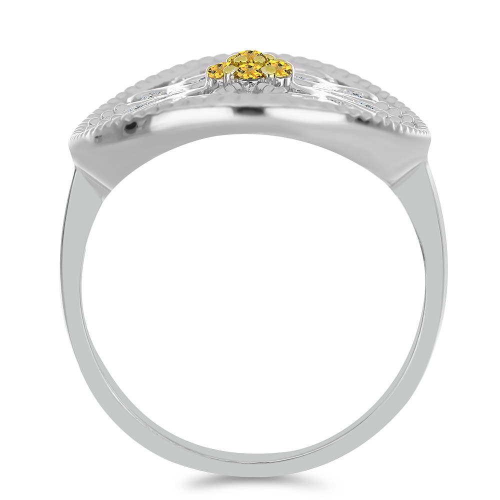 Anillo de Plata con Citrino de los Montes Urales y Topacio Blanco