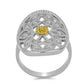 Anillo de Plata con Citrino de los Montes Urales y Topacio Blanco