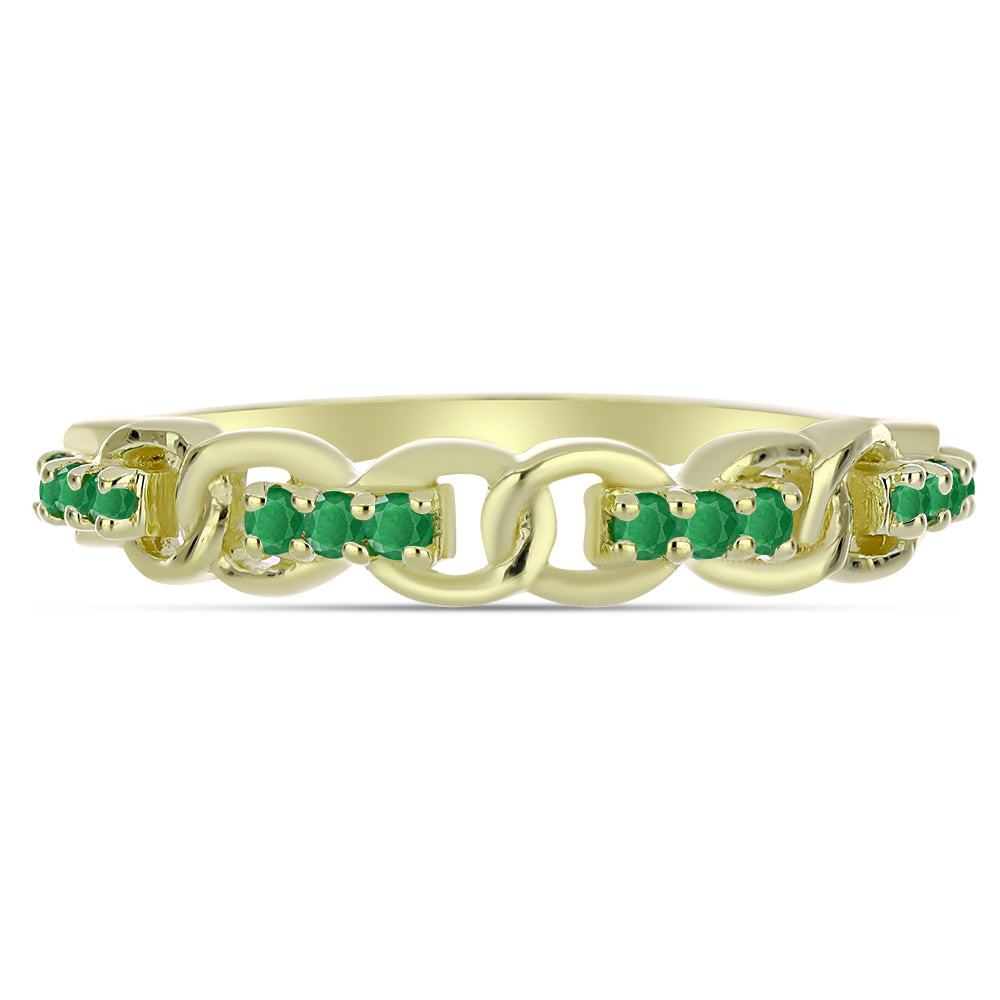 Anillo de Plata Bañada en Oro con Esmeralda de Zambia 1 