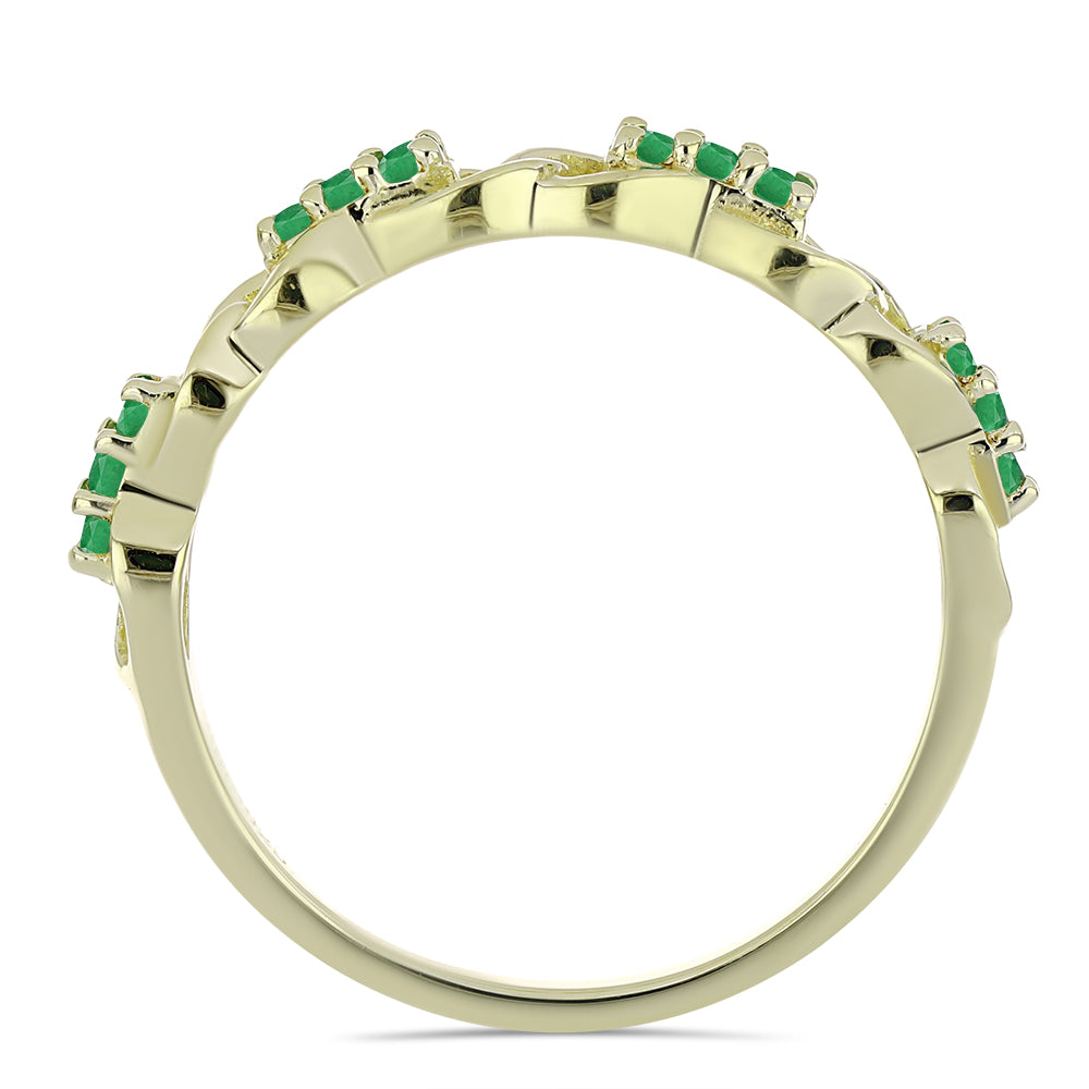 Anillo de Plata Bañada en Oro con Esmeralda de Zambia